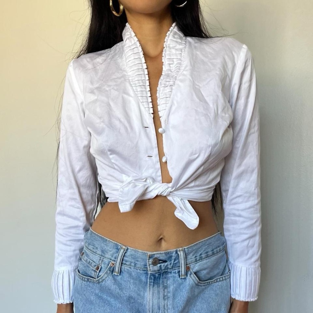 Vintage 90s/2000s Talbots White Victorian-Inspired Blouse